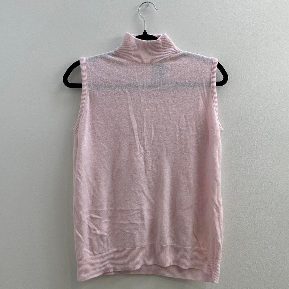 VTG Y2K 90s Light Pink Sleeveless Turtleneck Sweater Vest Preppy Size S